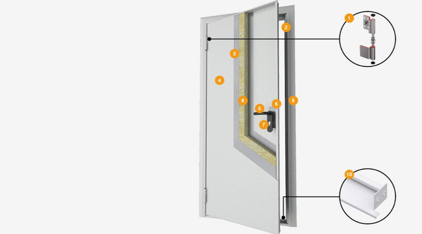 Конструкция остекленной противопожарной двери